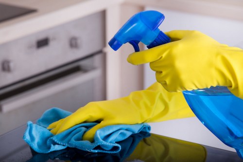 Specialist cleaning work in progress inside a property