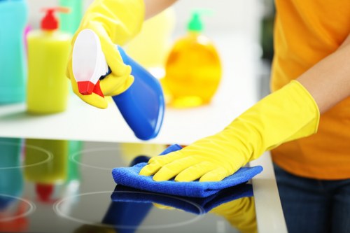 Deep cleaning tools and supplies prepared for a property clean in Acton